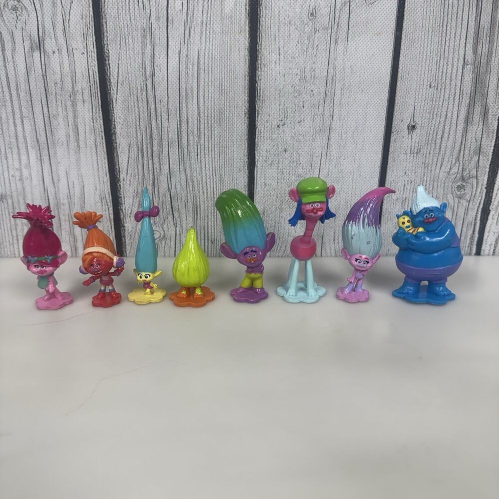 Dreamworks Trolls PVC Figures Cake Toppers lot of 8